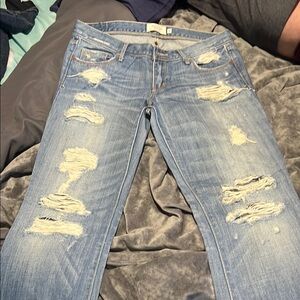 Distressed Blue Jeans